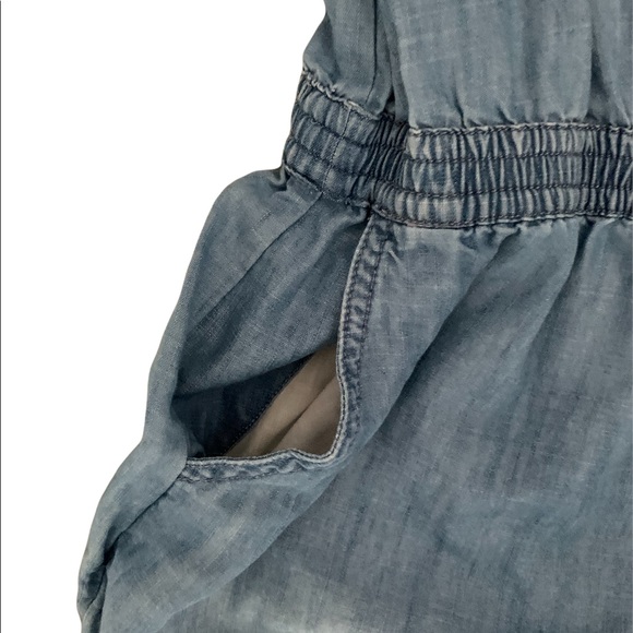 Calvin Klein Washed denim spaghetti strap romper with pockets - Picture 2 of 2